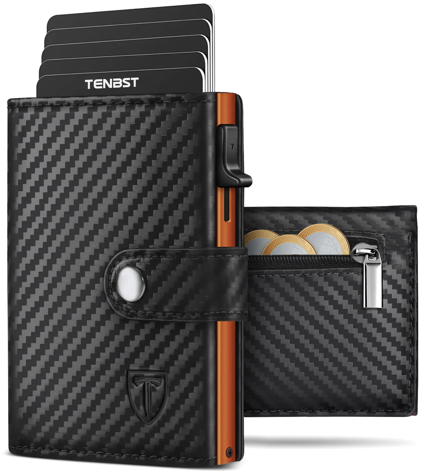 TENBST Geldbörse Herren mit Münzfach &amp; RFID Schutz, Slim Wallet Kartenetui Klein, Portmonee Geldbeutel Herren, 10 Fächer für Kreditkarten Kreditkartenetui, Geschenke zum Vatertag - Schwarz &am